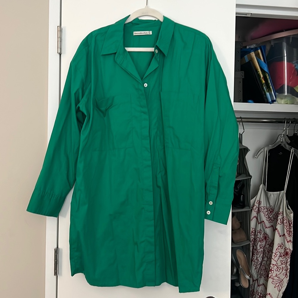 Abercrombie Green Oversized Button-up Dress